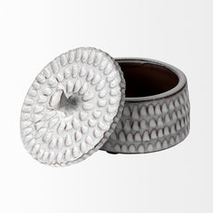 Azul Gray Small Ceramic Detailed Decorative Box - Ornate Home
