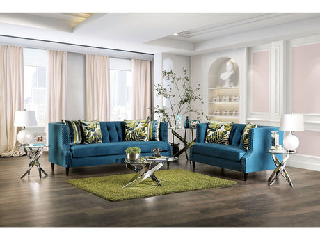 Azuletti Dark Teal/Apple Green Sofa & Loveseat - Ornate Home