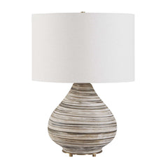 Azura Brown/Gray/White Horizontal Line Table Lamp - Ornate Home