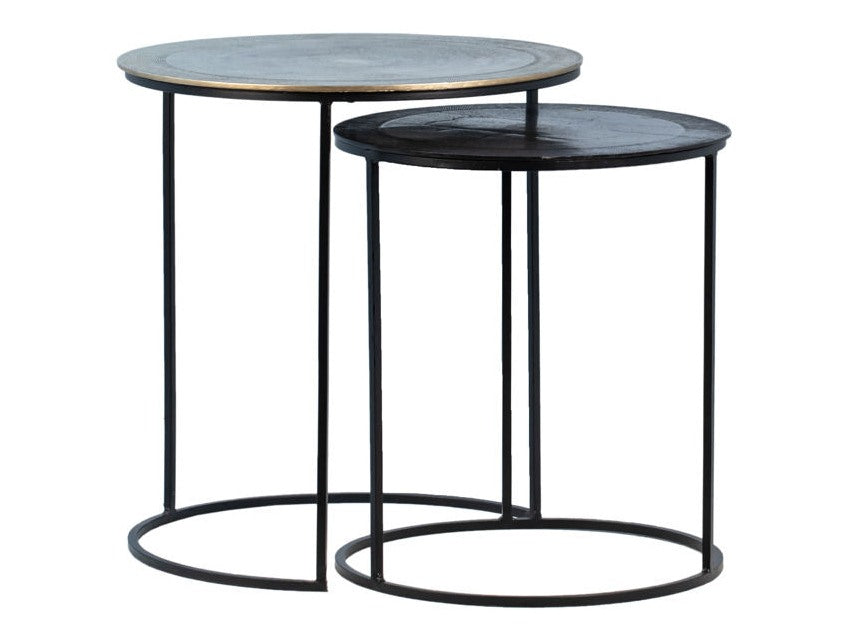 Azure Black/Antique Brass Nesting Tables - Ornate Home