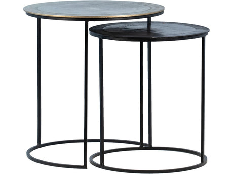 Azure Black/Antique Brass Nesting Tables - Ornate Home