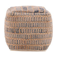 Azure Blue/Natural Pouf - Ornate Home