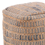 Azure Blue/Natural Pouf - Ornate Home