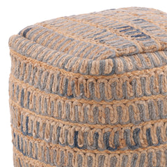 Azure Blue/Natural Pouf - Ornate Home