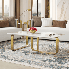 Azure Imperial Marble Look/Gold Coffee Table / HD-CT3156 - Ornate Home