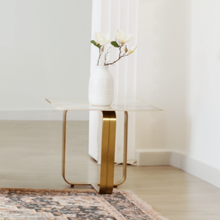 Azure Imperial Marble Look/Gold End Table / HD-3156 - Ornate Home