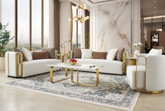 Azure Imperial White/Gold Sofa / HD-3156 - Ornate Home