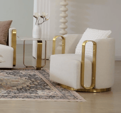 Azure Imperial White/Gold Chair / HD-3156 - Ornate Home