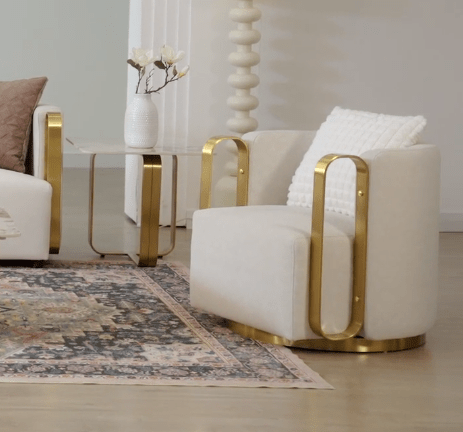 Azure Imperial White/Gold Chair / HD-C3156 - Ornate Home