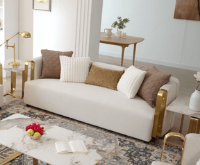 Azure Imperial White/Gold Sofa / HD-S3156 - Ornate Home