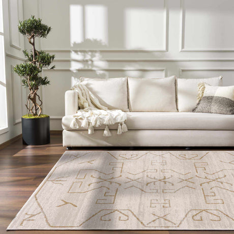 Azzan Cream & Gold Area Rug - Clearance - Ornate Home