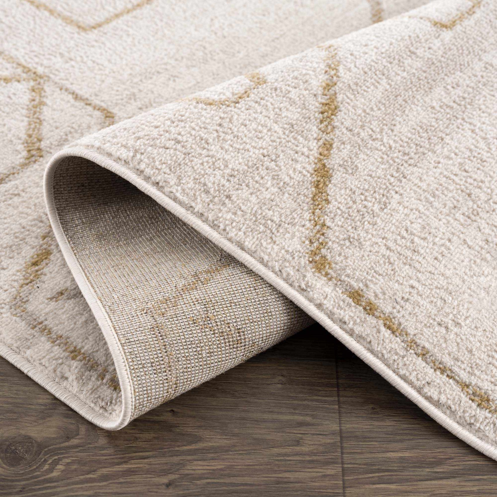 Azzan Cream & Gold Area Rug - Clearance - Ornate Home