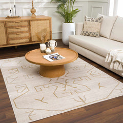 Azzan Cream & Gold Area Rug - Clearance - Ornate Home