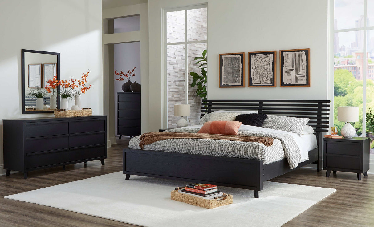 Danziar Black Queen Slat Panel Bed - Ornate Home