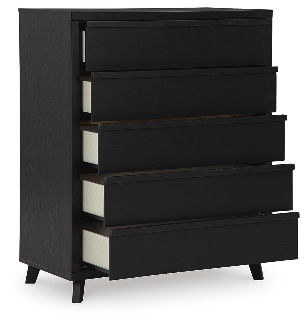 Danziar Black Dresser, Chest and Nightstand