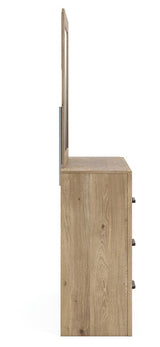 Brozmont Tan Full Panel Bed, Dresser and Mirror