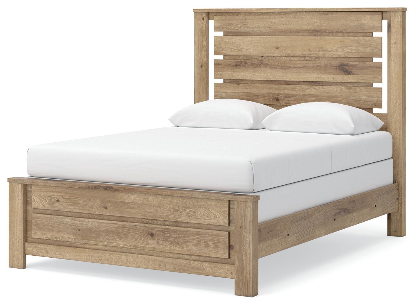 Brozmont Tan Queen Panel Bed, Dresser and Mirror