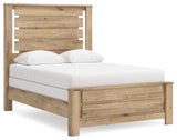 Brozmont Tan Full Panel Bed, Dresser and Mirror