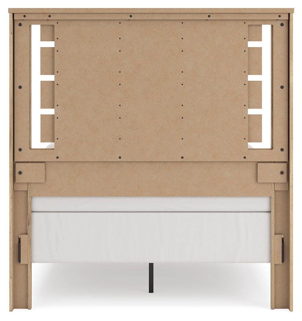 Brozmont Tan Full Panel Bed, Dresser and Mirror