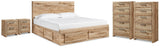 Hyanna Tan Brown King Panel Bed, 2 Chests and 2 Nightstands (Online Special Price)