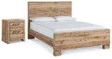 Hyanna Tan Brown Queen Panel Bed and Nightstand
