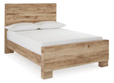 Hyanna Tan Brown Full Panel Bed, Dresser, Mirror and 2 Nightstands