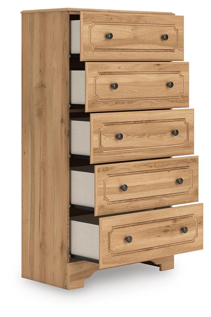 Aleaport Warm Brown Full Panel Bed, Dresser, Mirror, Chest and Nightstand