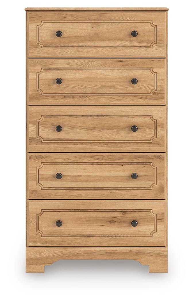 Aleaport Warm Brown Full Panel Bed, Dresser, Mirror, Chest and Nightstand