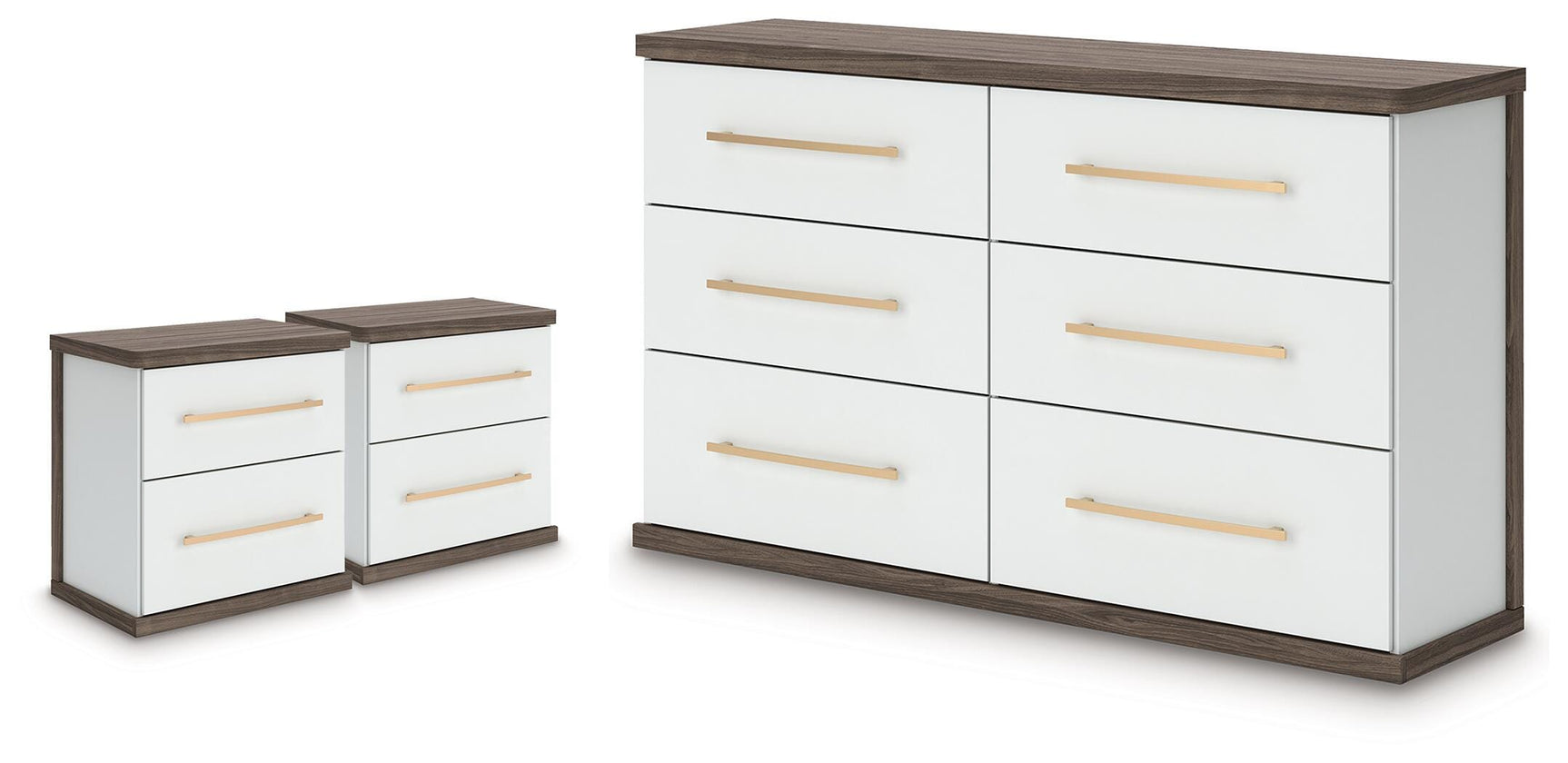 Kendanport Brown Dresser and 2 Nightstands