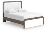 Mazilar White/Brown Queen Upholstered Bed