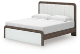 Mazilar White/Brown King Upholstered Bed (Online Special Price)
