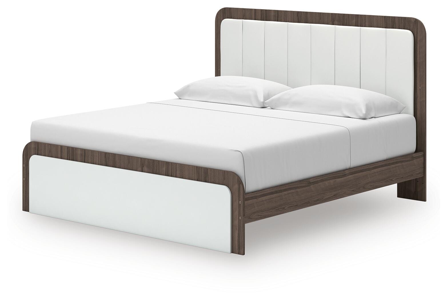 Mazilar White/Brown King Upholstered Bed (Online Special Price)