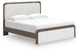 Mazilar White/Brown King Upholstered Bed