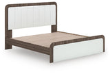 Mazilar White/Brown King Upholstered Bed