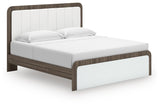 Mazilar White/Brown King Upholstered Bed (Online Special Price)