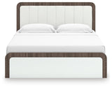Mazilar White/Brown King Upholstered Bed
