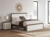 Mazilar White/Brown King Upholstered Bed