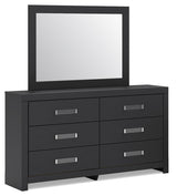 Maeling Black Queen Panel Bed, Dresser, Mirror and Nightstand (Online Special Price)