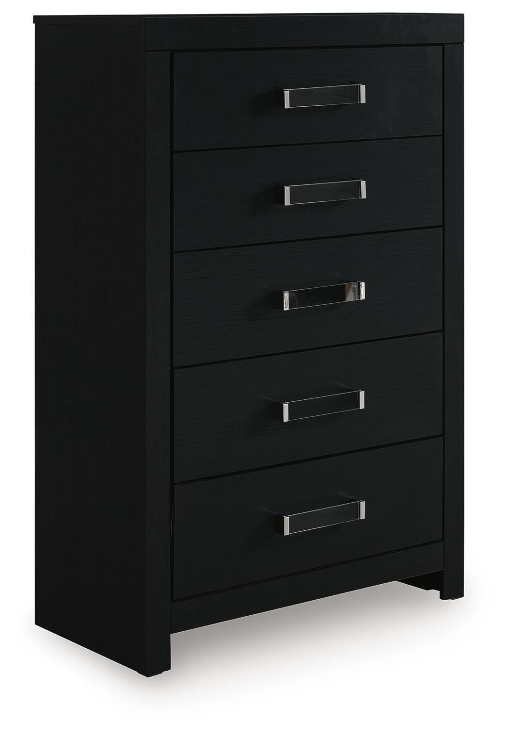 Maeling Black Five Drawer Chest