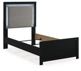 Maeling Black Twin Upholstered Panel Bed (Online Special Price)