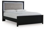 Maeling Black Queen Upholstered Panel Bed (Online Special Price)