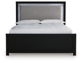 Maeling Black Queen Upholstered Panel Bed (Online Special Price)