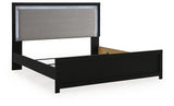 Maeling Black King Upholstered Panel Bed (Online Special Price)