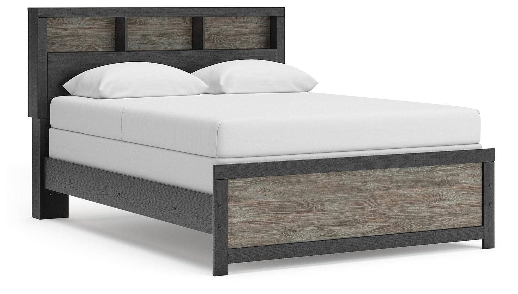 Jonnifer Black/Gray Queen Bookcase Panel Bed