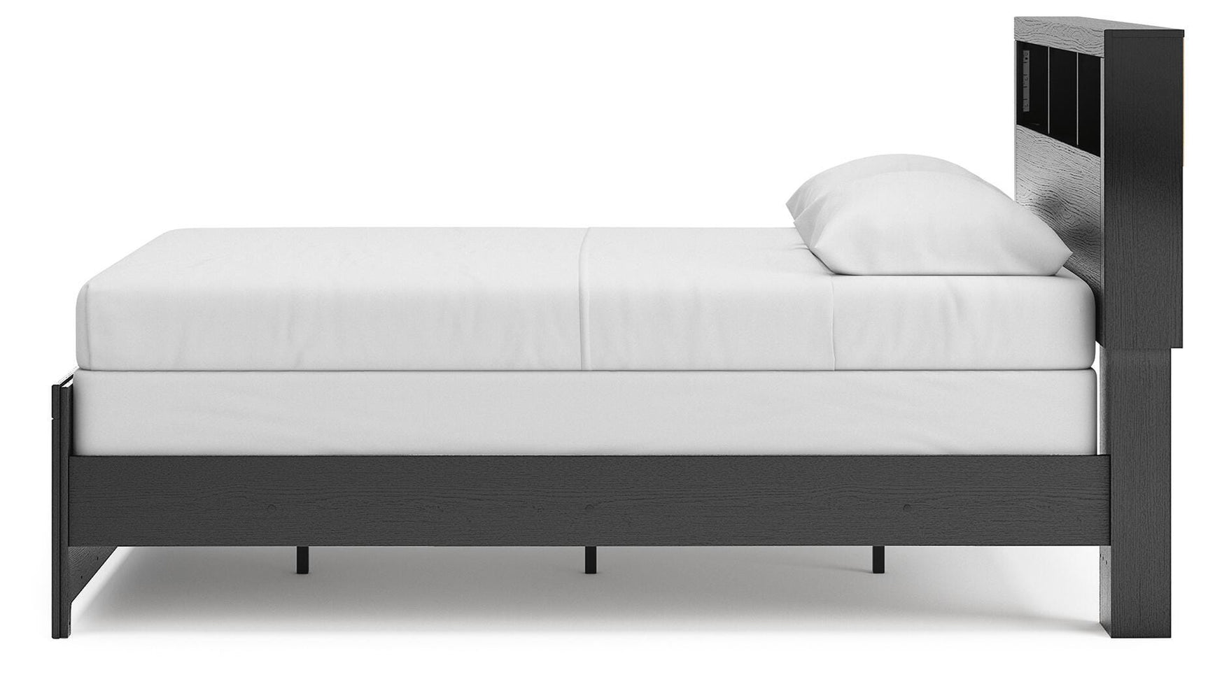 Jonnifer Black/Gray Queen Bookcase Panel Bed