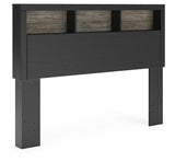 Jonnifer Black/Gray Lighted Queen Bookcase Headboard