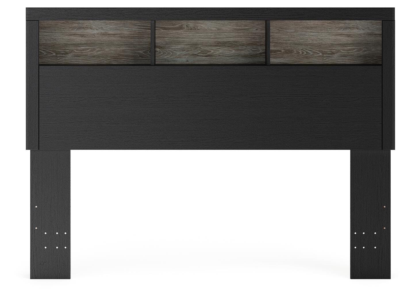 Jonnifer Black/Gray Lighted Queen Bookcase Headboard