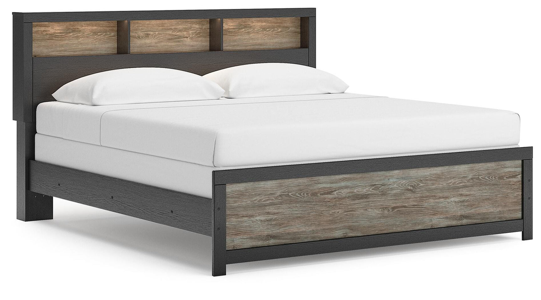 Jonnifer Black/Gray King Bookcase Panel Bed