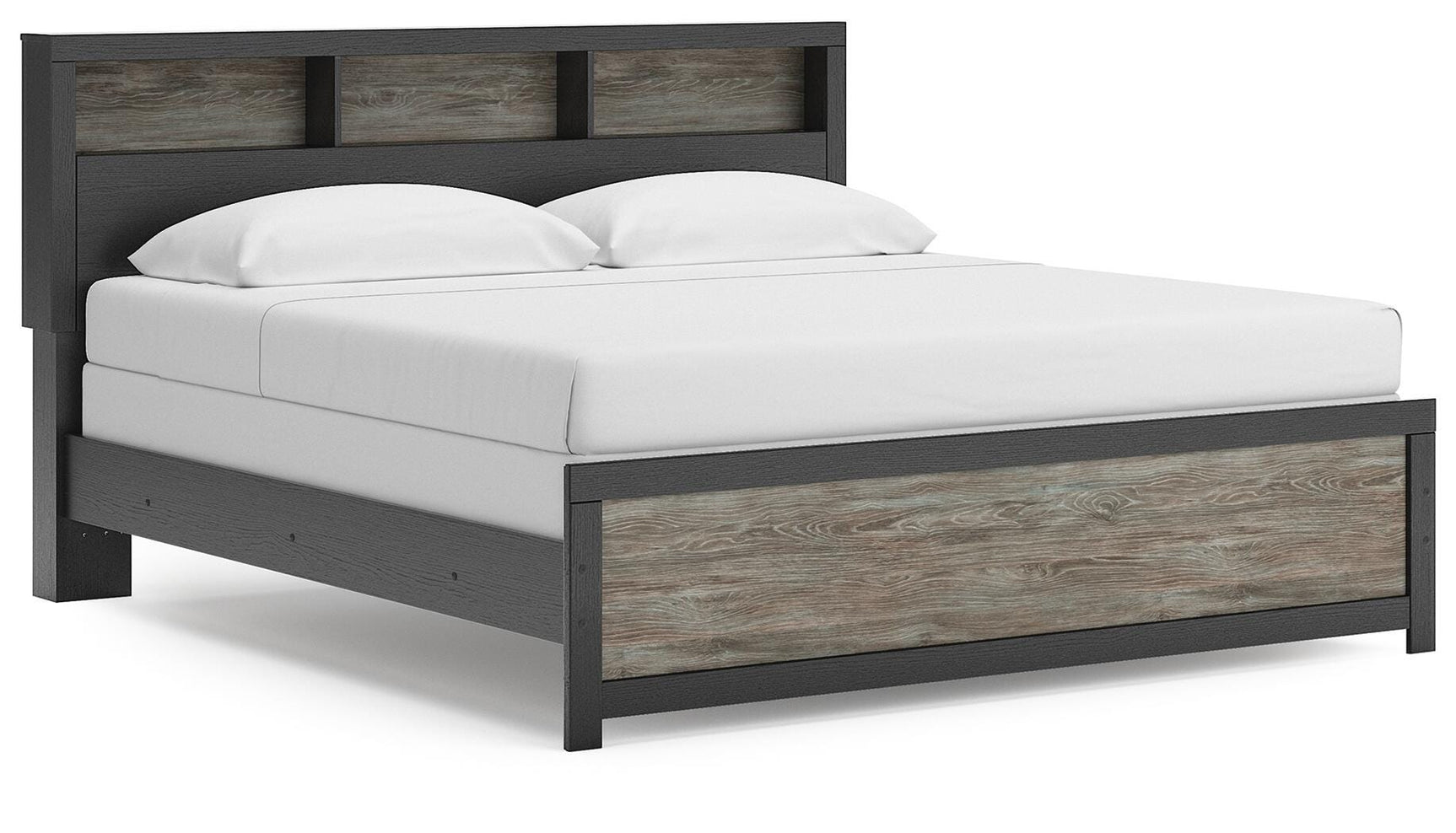 Jonnifer Black/Gray King Bookcase Panel Bed