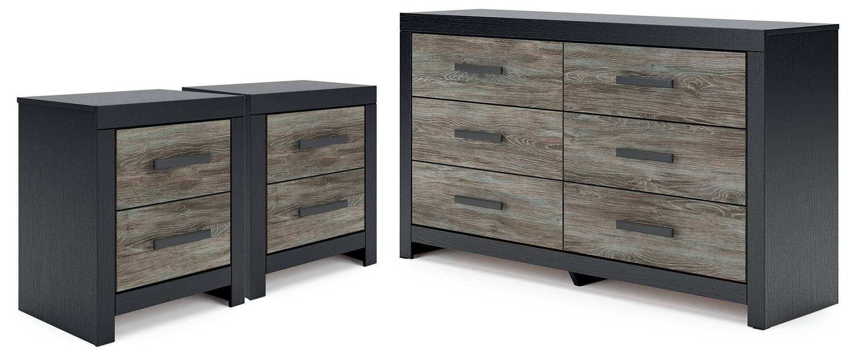 Broachmyn Black Dresser and 2 Nightstands